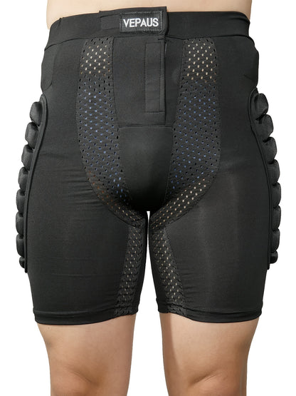 Four Seasons High Stretch Polyester Knit Fabric 3D Padded Shorts for Ice Hockey, Snowboarding, Gymnastics, Roller Skating - Moisture Wicking, Flexible, Regular Fit