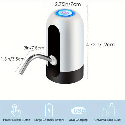 [Sanhao Electric Pump] Sanhao 1pc Electric Water Jug Pump - USB Rechargeable Automatic Drinking Water Dispenser for 3-5 Gallon Bottles - Portable Insert Mount with Built-in Lithium Battery for Camping, Sleek Design, Transpare