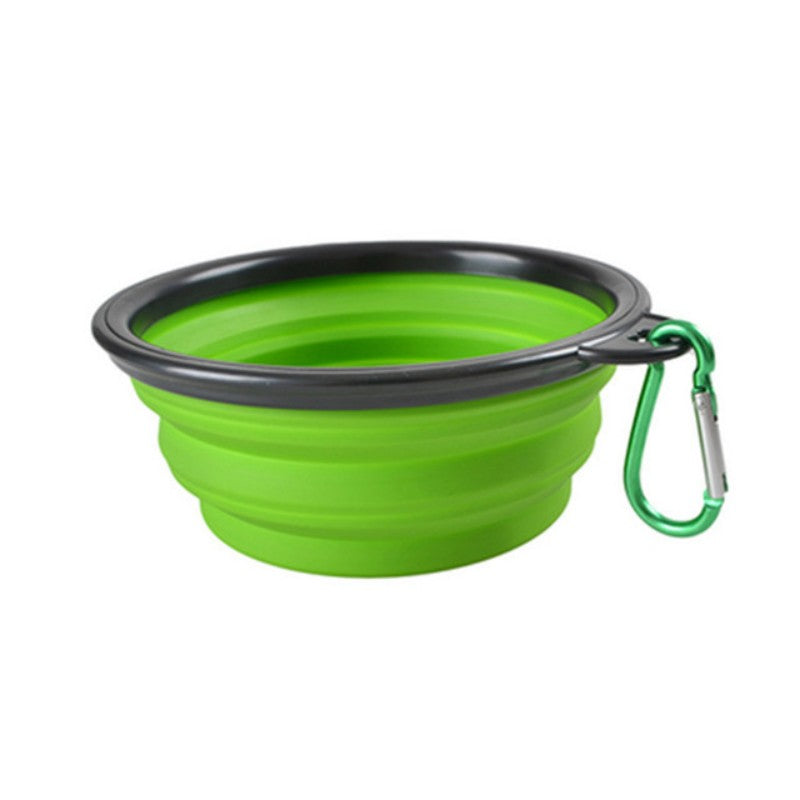 Portable Foldable Pet Bowl with Black Frame, 11.83oz TPR Dog Food Dish for Outdoors