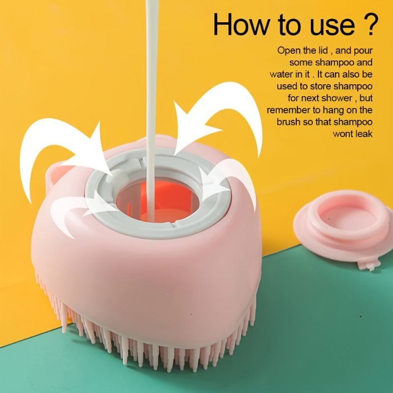 Soft Silicone Pet Brush - Invigorating Massage & Easy Cleaning for Dogs and Cats - Built-In Shower Gel Dispenser for Pampering Grooming Sessions