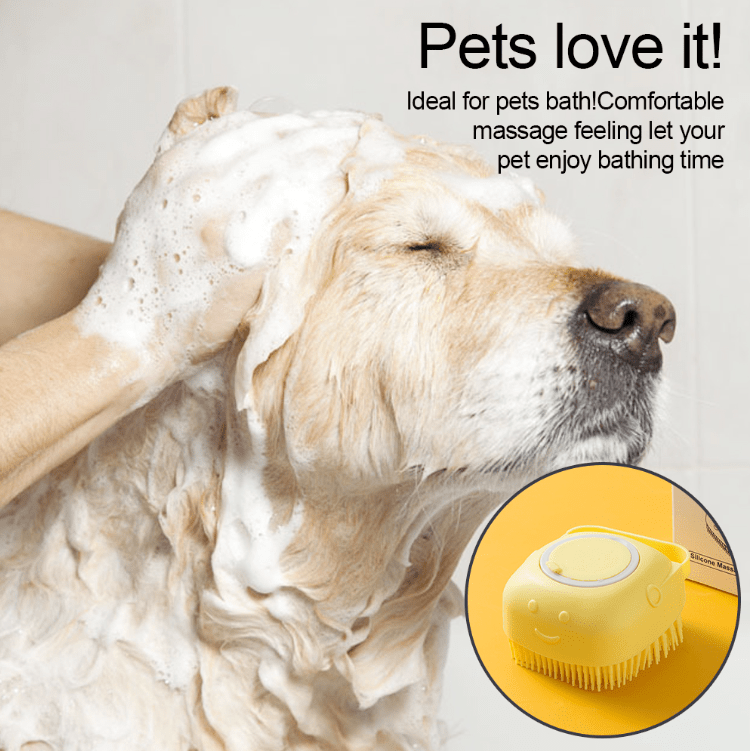 Soft Silicone Pet Brush - Invigorating Massage & Easy Cleaning for Dogs and Cats - Built-In Shower Gel Dispenser for Pampering Grooming Sessions
