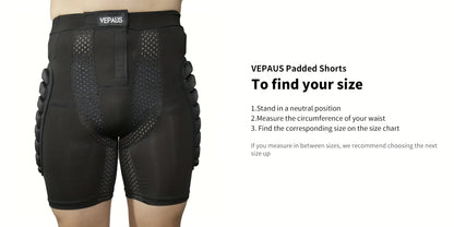 Four Seasons High Stretch Polyester Knit Fabric 3D Padded Shorts for Ice Hockey, Snowboarding, Gymnastics, Roller Skating - Moisture Wicking, Flexible, Regular Fit