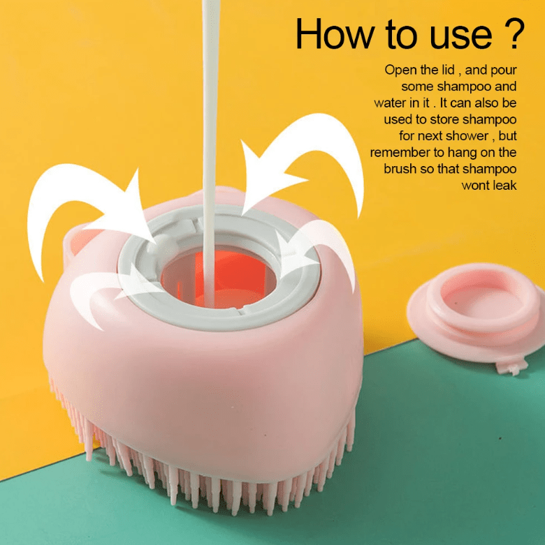 Soft Silicone Pet Brush - Invigorating Massage & Easy Cleaning for Dogs and Cats - Built-In Shower Gel Dispenser for Pampering Grooming Sessions