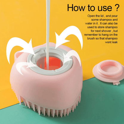 Soft Silicone Pet Brush - Invigorating Massage & Easy Cleaning for Dogs and Cats - Built-In Shower Gel Dispenser for Pampering Grooming Sessions