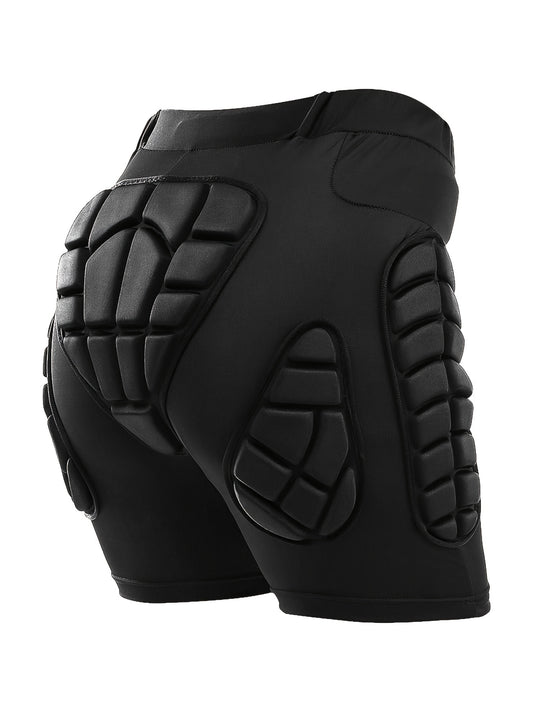 Four Seasons High Stretch Polyester Knit Fabric 3D Padded Shorts for Ice Hockey, Snowboarding, Gymnastics, Roller Skating - Moisture Wicking, Flexible, Regular Fit
