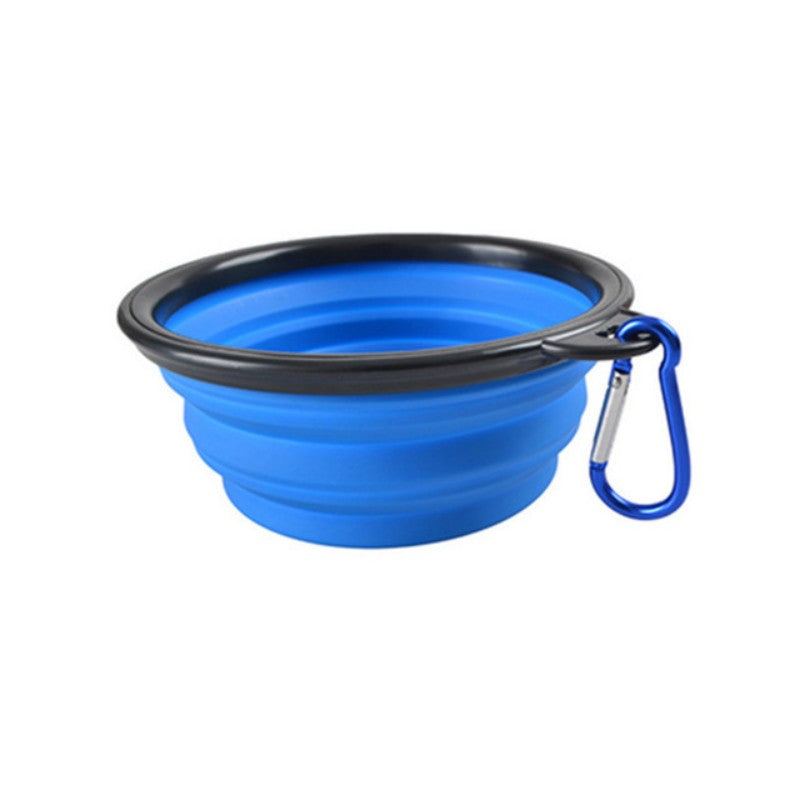 Portable Foldable Pet Bowl with Black Frame, 11.83oz TPR Dog Food Dish for Outdoors