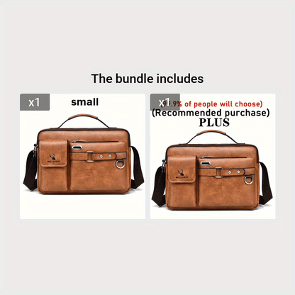 WEIXIER Men's Business Crossbody Bag - Premium with Multi-Compartment Design, Adjustable Strap & Portable Headphone Jack Pocket - Light Brown Office & Casual Shoulder Bag Gift for Dad, Husband (Anniversary Present), Crossbody