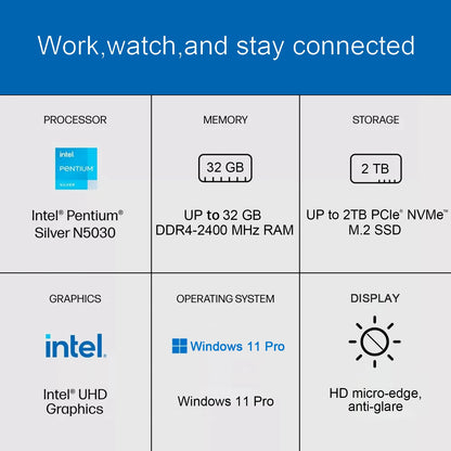 HP 14" Business Laptop,Intel Pentium Silver N5030,Up to 32GB RAM,2TB SSD,1-Year Microsoft 365,Ultral Light,Windows 11 Pro,Silver