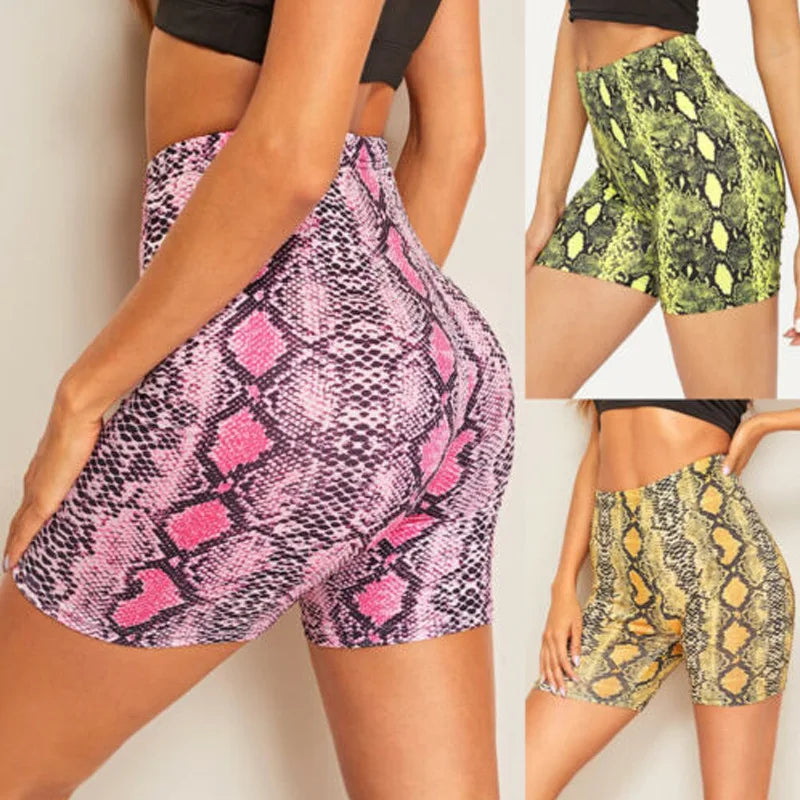 Sexy Women Summer Shorts New Snake Print High Waist Shorts Elastic Waist Short Trousers Women Trousers Pantalones Cortos Mujer