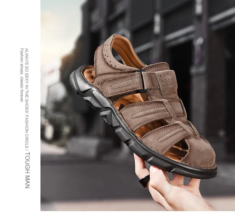 New Summer Genuine Leather Men's Sandals Lightweight Men's Shoes Outdoor Comfortable Beach Sandals Fashion Casual Shoes Sneakers