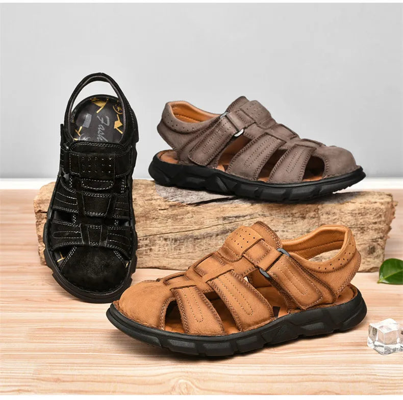 New Summer Genuine Leather Men's Sandals Lightweight Men's Shoes Outdoor Comfortable Beach Sandals Fashion Casual Shoes Sneakers