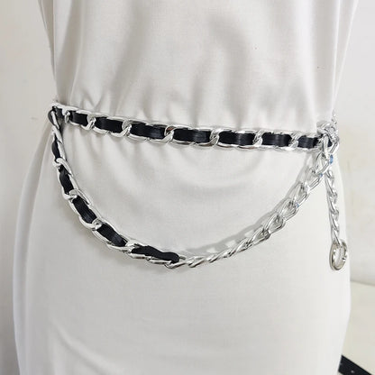 Gold chain belt elastic silver metal waist belts for women ceinture femme stretch cummerbunds ladies coat ketting riem waistband