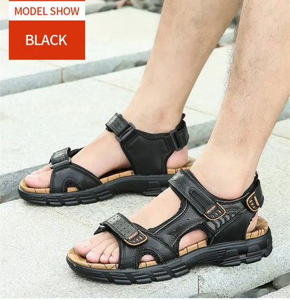 Brand Classic Mens Sandals Summer Genuine Leather Sandals Men Outdoor Casual Lightweight Sandal Fashion Men Sneakers Size 38-46