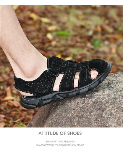 New Summer Genuine Leather Men's Sandals Lightweight Men's Shoes Outdoor Comfortable Beach Sandals Fashion Casual Shoes Sneakers