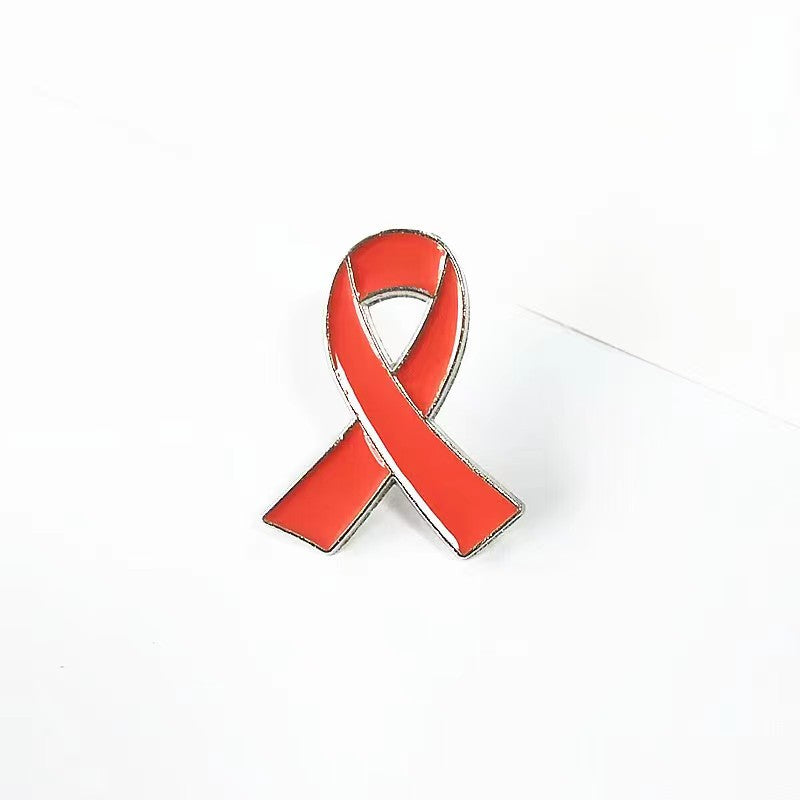 Alloy dripping oil love red ribbon logo brooch AIDS badges HIV International symbol public welfare activities