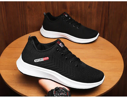 2024 Breathable Shoes for Men Mesh Lightweight Casual Shoes Comfortable Soft Bottom Flats Lace Up Sneakers Men Zapatillas Hombre