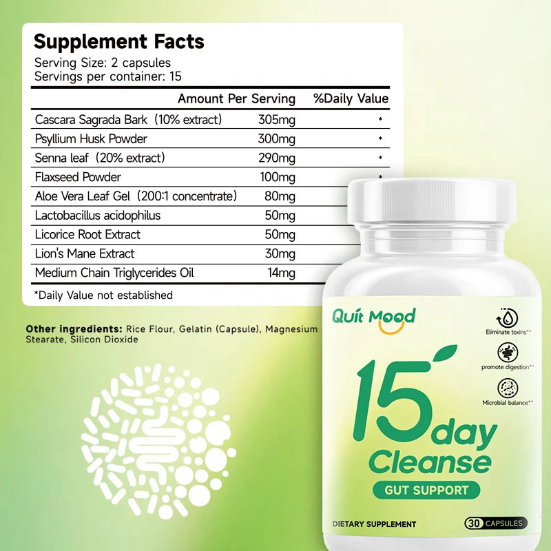 15 day cleanse gut detox 30 capsules Healthcare Dietary Edible Supplement Fitness