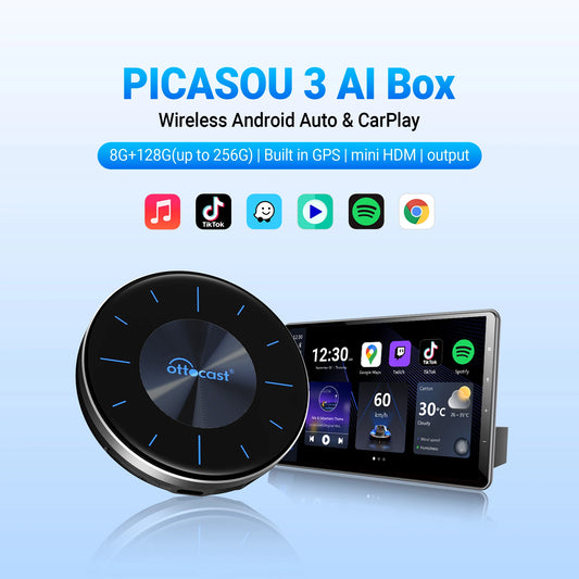 OTTOCAST OttoAiBox P3 CarPlay AI Box Wireless Android Auto TV Box mini HDMI for Renault Lada Kia Hyundai VW Car Accessories