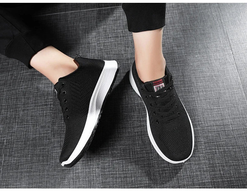 2024 Breathable Shoes for Men Mesh Lightweight Casual Shoes Comfortable Soft Bottom Flats Lace Up Sneakers Men Zapatillas Hombre