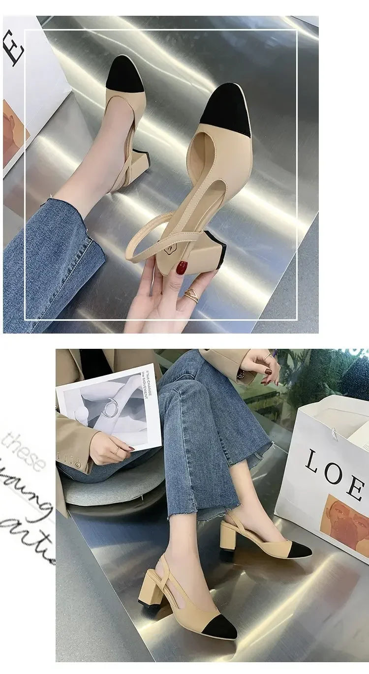 Fashion Women Shoes Woman Dress Shoes Mid Heel Square Head Wedding Party Sandals Casual Shoes