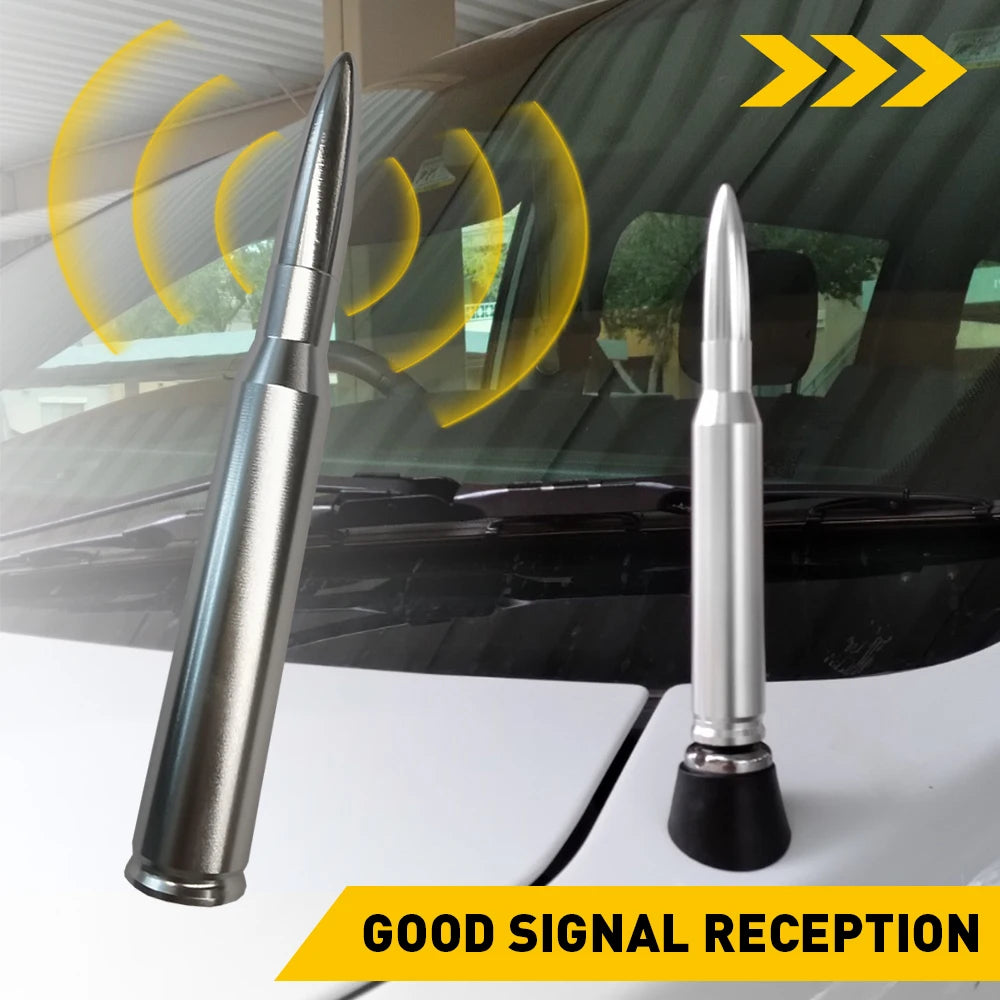 Bullet Antenna Roof Radio Whip Aerial Antenna Pole AM/FM Radio Car Pole Antenna Short Adapter Radio Foot Stations Aluminum