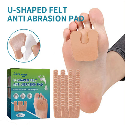 48pcs Anti-Callus Foot Cushion Soft Comfortable U-Shaped Felt Callus Pads Friction Reduction Pain Pressure Relief Foot Care