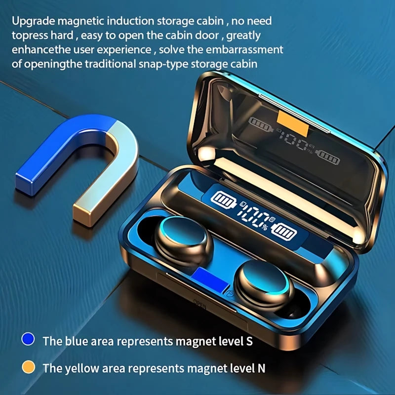 NEW F9 Upgrade TWS Bluetooth Earphones Wireless Headphone 9D Stereo Sports Waterproof Earbuds Headset With Microphone For Xiaomi