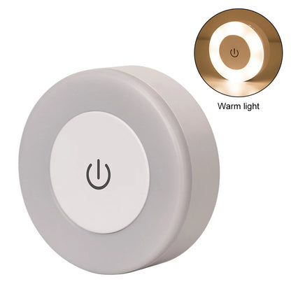 Mini LED Touch Sensor Night Lights USB Rechargeable Kitchen Bedroom Magnetic Base Wall Light Round Portable Dimming Night Lamp