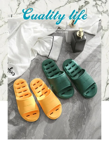 Men Bathroom Slippers Women Home Slipper Non-slip Water Leaky Slippers Couples Beach Flip Flop Comfortable Soft Sole Slides