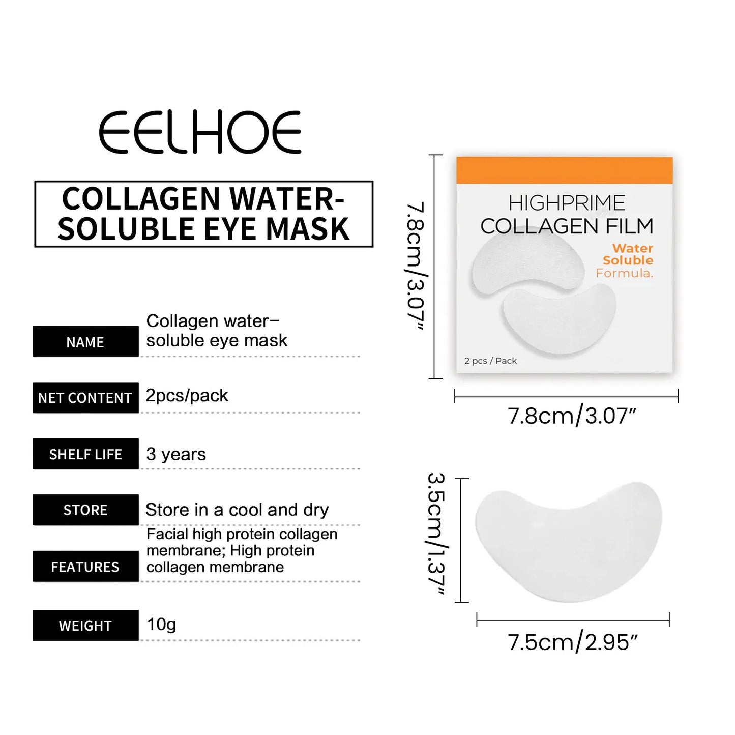 EELHOE Collagen Eye Patches Eye Bags Removal Wrinkles Dark Circles Patches Fade Fine Lines Lifting Firming Eye Moisturizing Mask