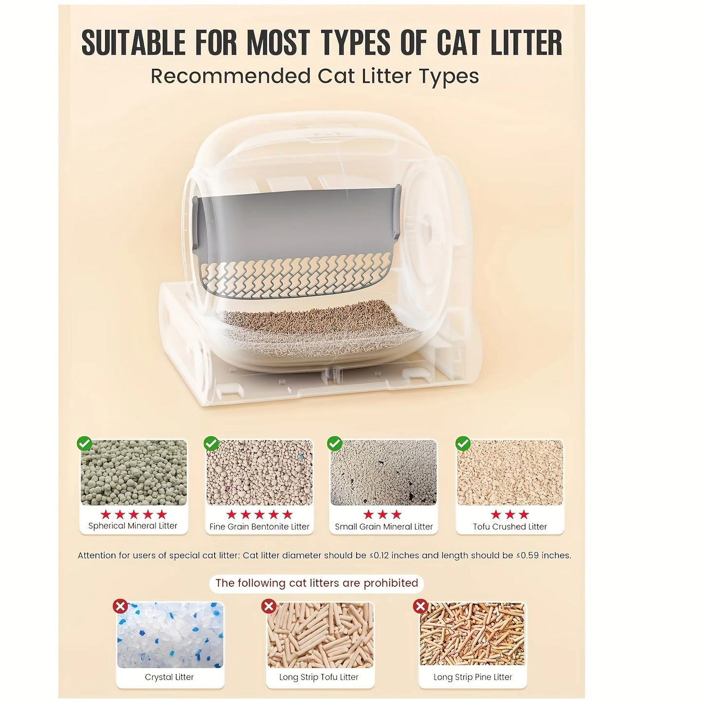 Self-cleaning litter box, automatic litter box with pad, 65L+9L large capacity self-cleaning litter box, APP control/suitable fo