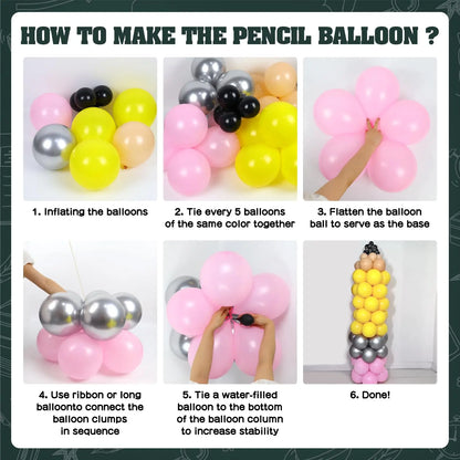 164pcs Back to School Balloon Garland Arch Kit DIY Colorful Pencil Balloon for Welcome Back to School Classroom Party Decoration