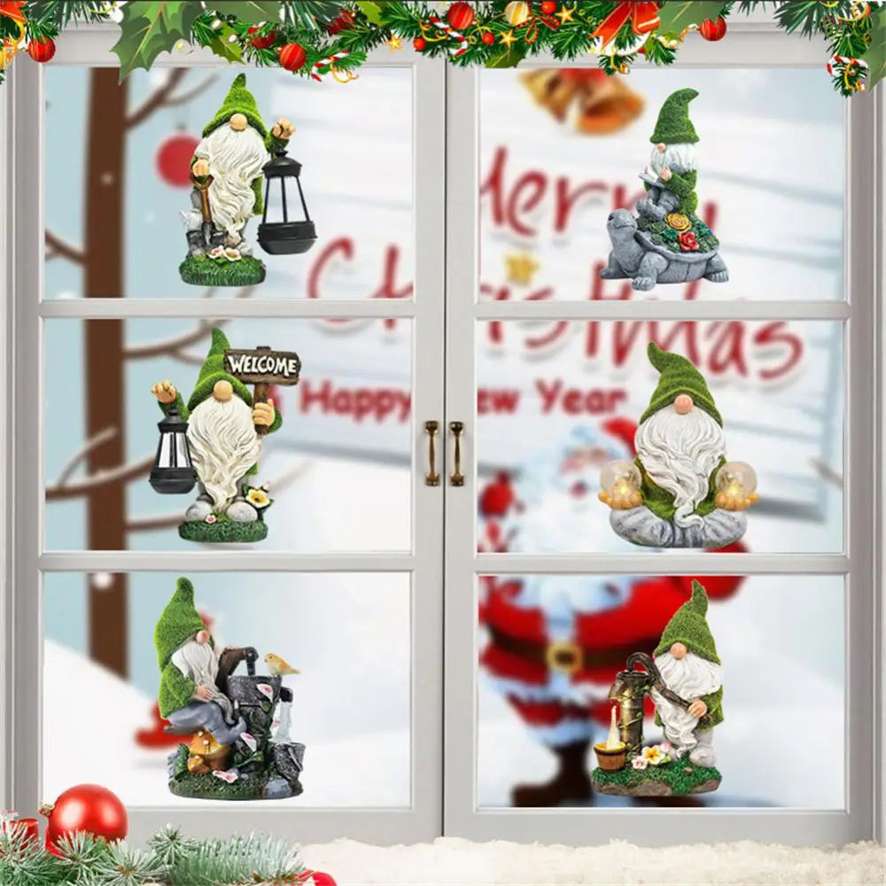 Window Sticker Garden Gnomes Sticker Christmas Glass Sticker Decoration Crafts Faceless Old Man Wall Sticker Christmas Stickers