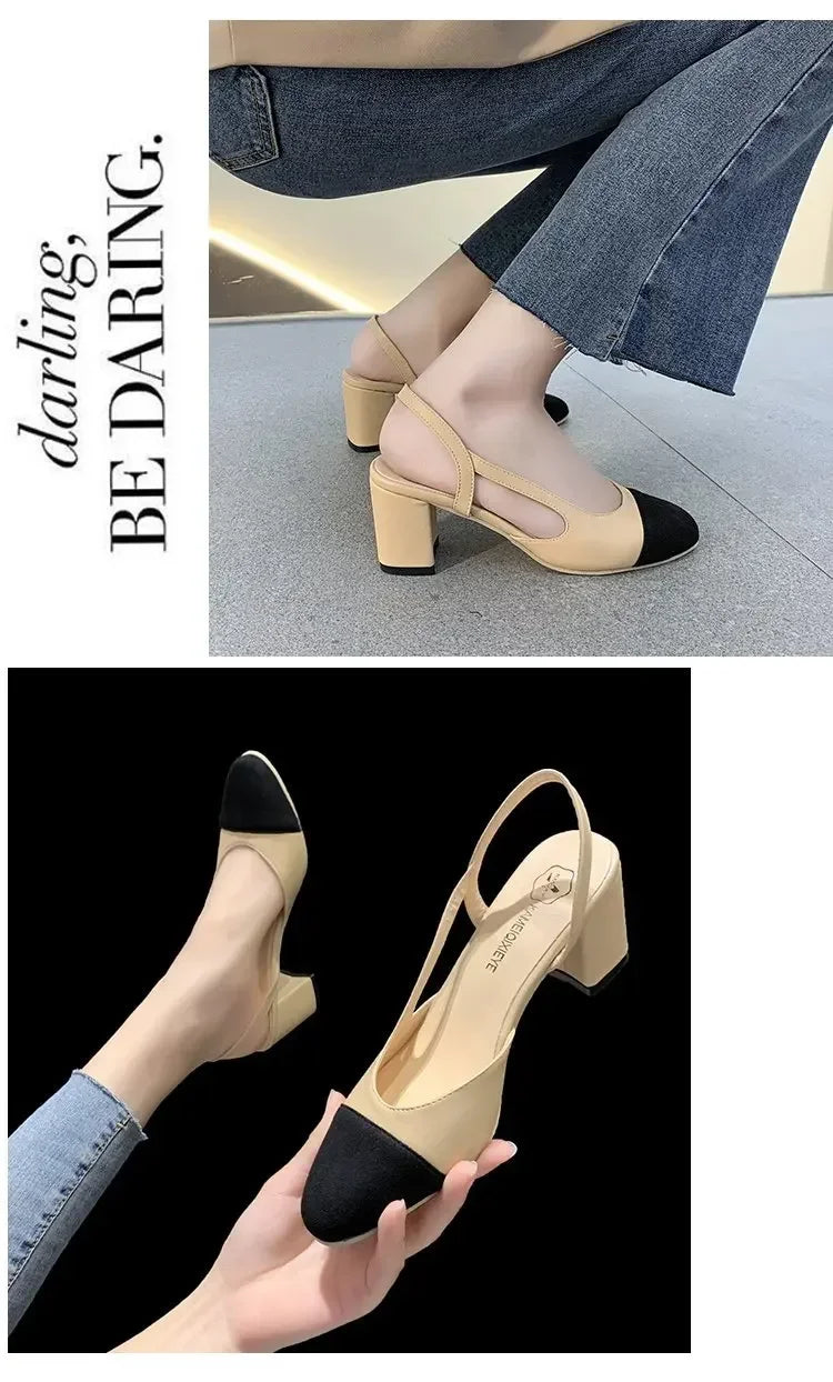 Fashion Women Shoes Woman Dress Shoes Mid Heel Square Head Wedding Party Sandals Casual Shoes