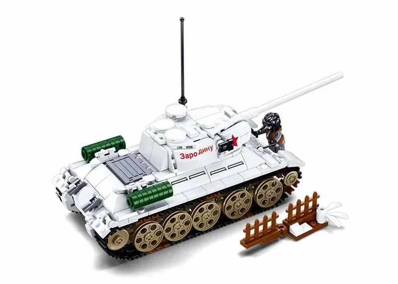 518PCS T34-85 Medium Tank Building Blocks WW2 Heavy Tank Chariot Soldier Figures Model Bricks Set Educational Toys Gifts For Kid