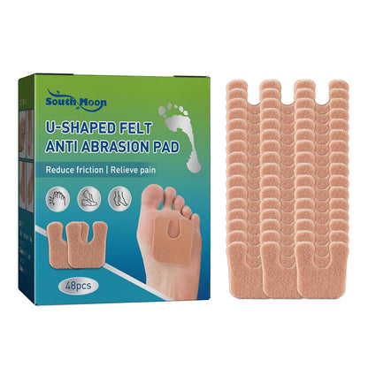 48pcs Anti-Callus Foot Cushion Soft Comfortable U-Shaped Felt Callus Pads Friction Reduction Pain Pressure Relief Foot Care