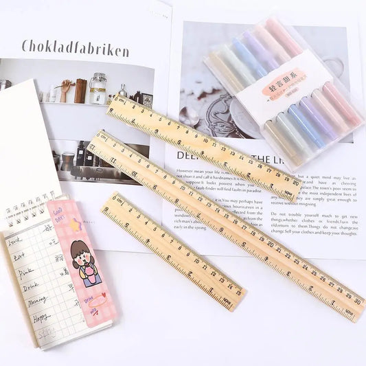 School Supplies Desk Accessories 15/20/30cm Teacher Stationery Student Straight Rulers Wooden Rulers Drawing Rulers Rulers