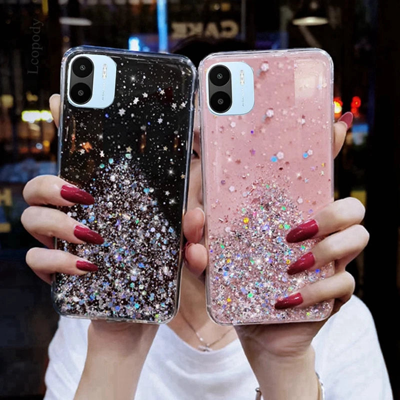 Soft Full Cover For redmi A1 redmiA1 Back cover CAPA Bling Glitter Phone Case For xiaomi redmi A1 A 1 1A