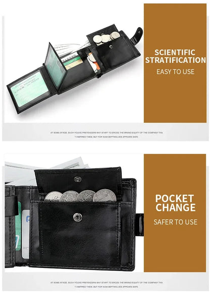 Retro Large Capacity 3 Fold Buckle Short Wallet PU leather Wallet Multiple Card Slots ID Credit Card Holder Men Coin Bag Purse