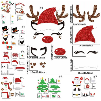 2 Set Cartoon Christmas Felt Door Sticker Elk Christmas Tree Snowman Exquisite Santa Claus Window Sticker Funny