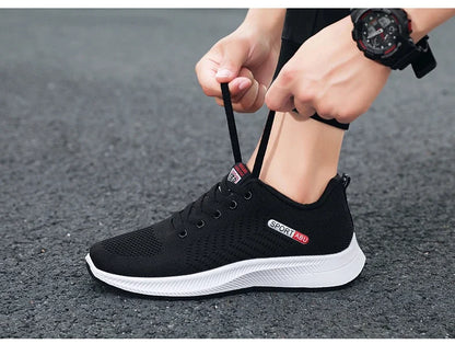 2024 Breathable Shoes for Men Mesh Lightweight Casual Shoes Comfortable Soft Bottom Flats Lace Up Sneakers Men Zapatillas Hombre