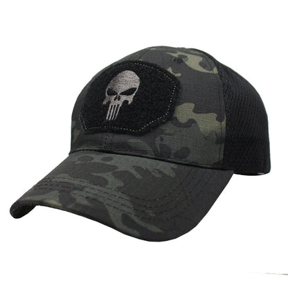 Tactical Camouflage Baseball Cap Mesh Breathable Special Forces Tactical Camo Hat Skull Duck Visor Hat