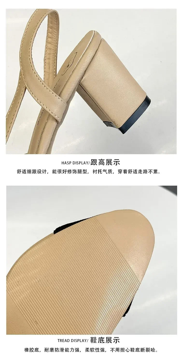 Fashion Women Shoes Woman Dress Shoes Mid Heel Square Head Wedding Party Sandals Casual Shoes