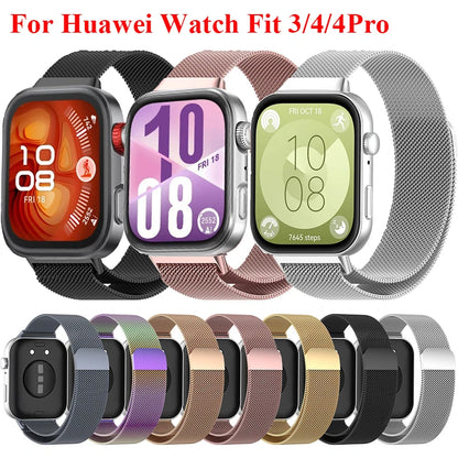 Milanese Loop Strap For Huawei Watch Fit 3 4 4Pro Magnetic Statinless Steel Band Metal Bracelet For Huawei Fit4 4Pro Fit3 Correa