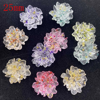 10pcs Resin Colorful Gold Foil Crystal Flower Flatback Flower Rhinestone  DIY Wedding Gems Scrapbook Ornaments Applique Crafts