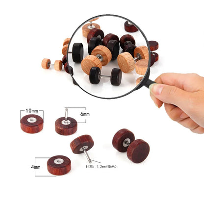 1Pair/2Pcs Wood Stud Earring For Men/Women 6-12mm Stainless Steel Barbell Earring Classic Pop Gothic Jewelry Best Gifts