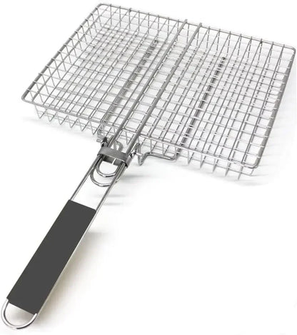 Portable Grill Basket Folding Stainless Steel BBQ Grill Basket with Handle for Fish Vegetables Shrimp Cooking Cookware Tools New