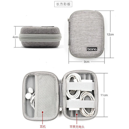 Portable Data Cable Organizer Bag Circular Earphone Storage Hard Shell Waterproof Cases Charger USB Packing Box Zipper Pouch