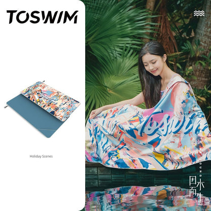 Toswim Quick-Drying Sun Protection by the Sea Fitness Swimming Towel