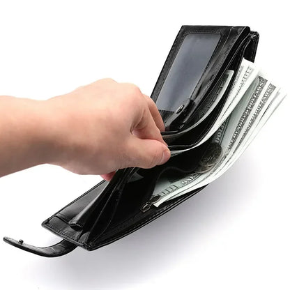 Retro Large Capacity 3 Fold Buckle Short Wallet PU leather Wallet Multiple Card Slots ID Credit Card Holder Men Coin Bag Purse
